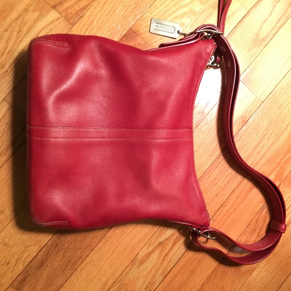Coach red leather pocketbook