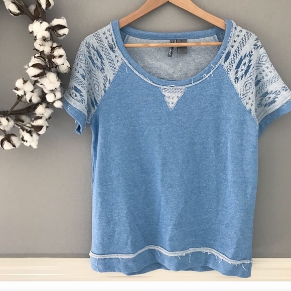 new directions Tops - NWOT Lace Sleeve Keyhole Distressed sweatshirt