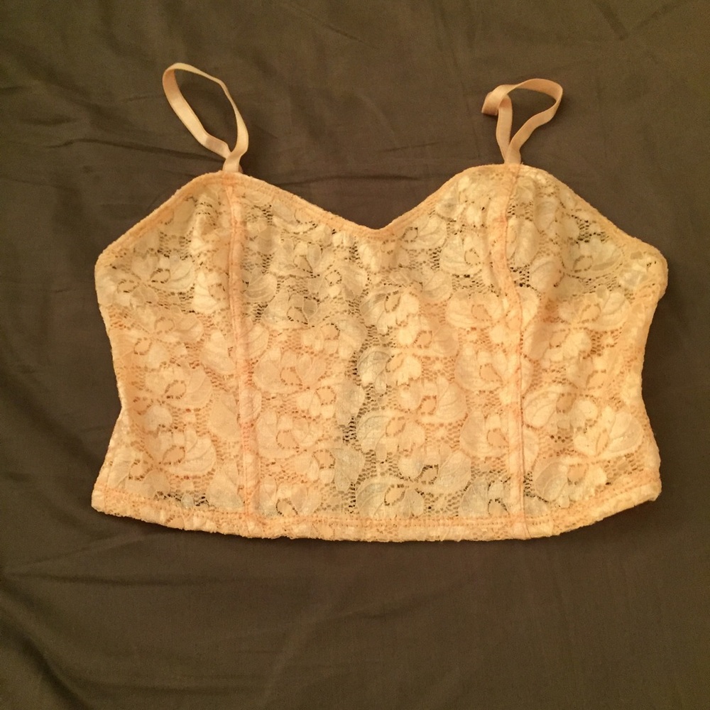 American Apparel pink lace crop top