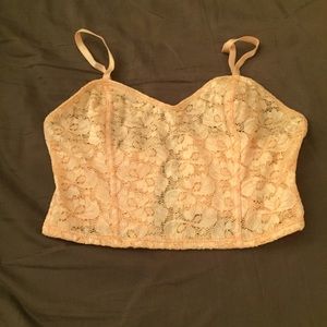 American Apparel pink lace crop top