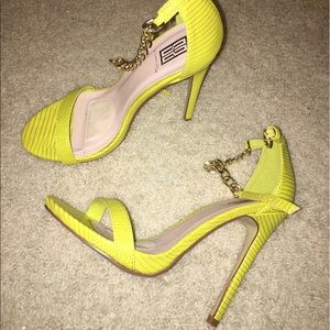 Yellow high heeled sandals