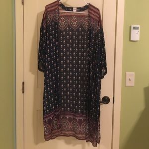 Boho long printed kimono