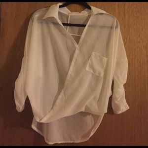 White hi low dress shirt