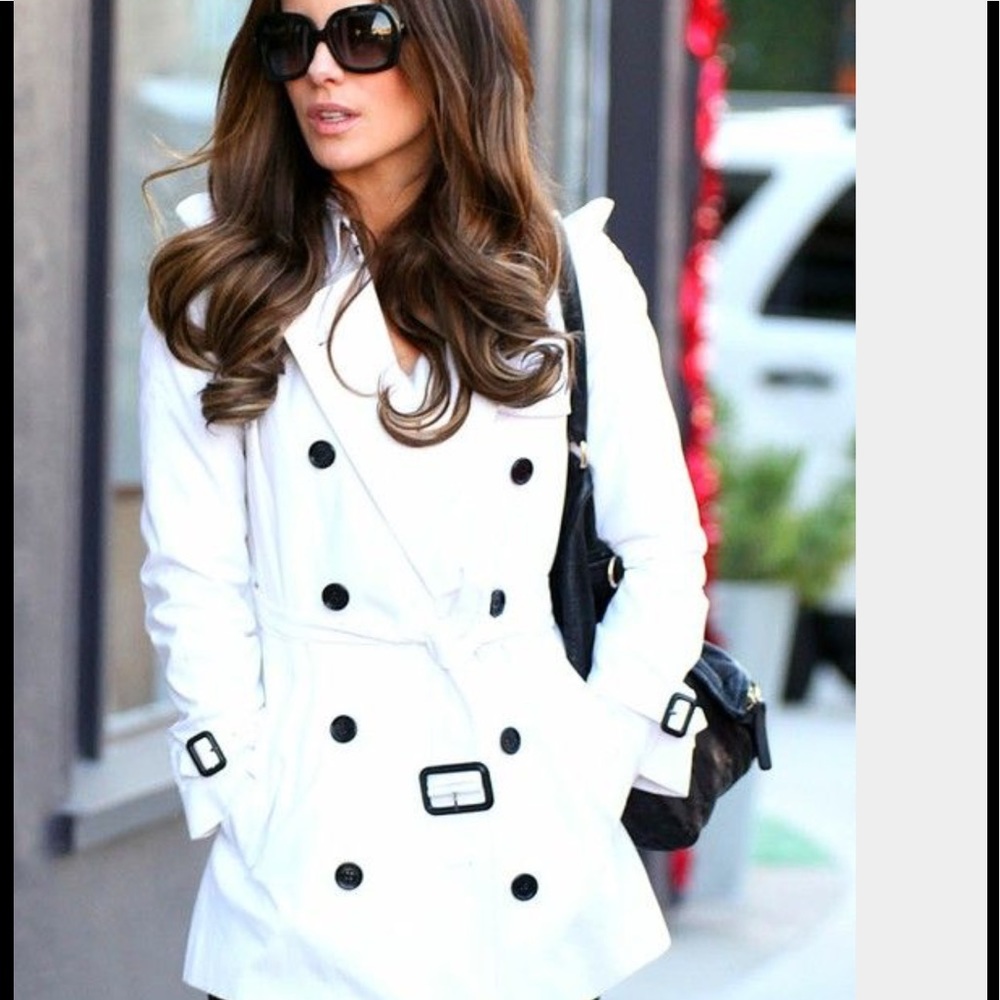 White Burberry trench coat