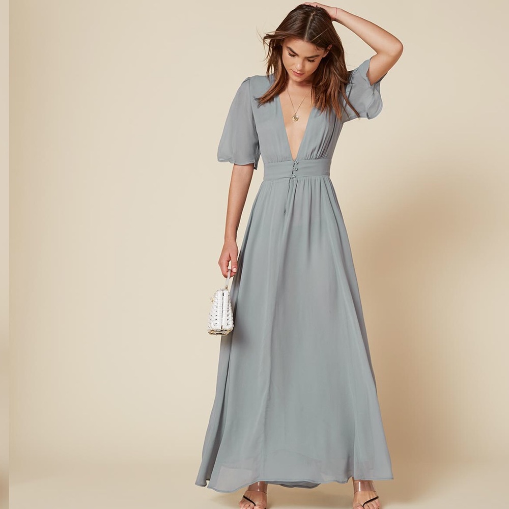 ⚡️SOLD⚡️SOLD⚡️Reformation pale blue Teegan dress - Picture 5 of 6