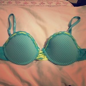 Blue and Yellow Polka-dot Bra.