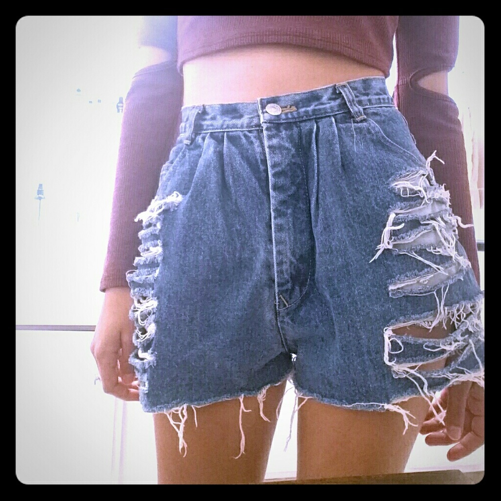 SOLD! High Waisted Jean Shorts Ripped Distressed