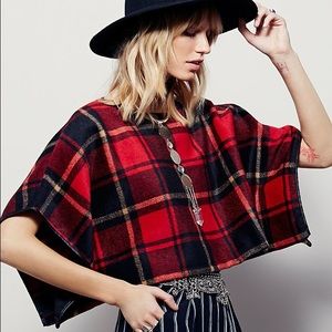 Free People plaid poncho