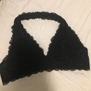 Black laced halter bralette