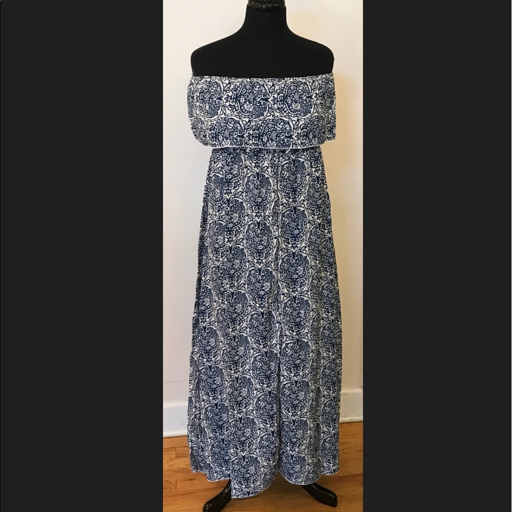 NWT PAISLEY & FLORAL STRAPLESS MAXI DRESS
