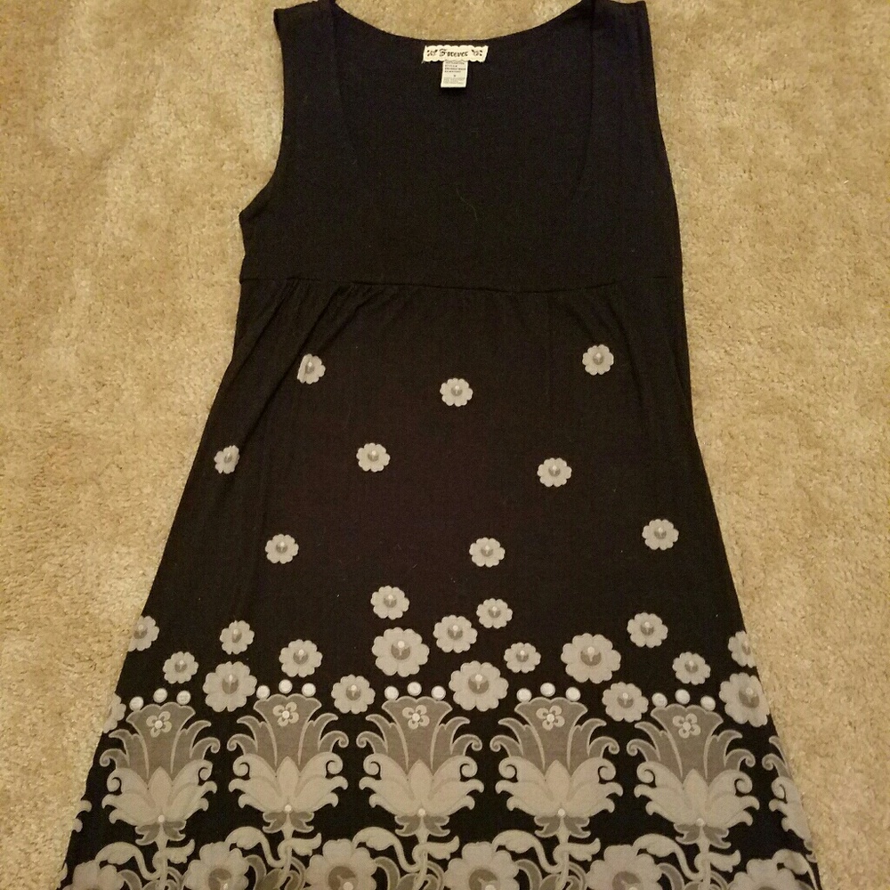 F21 Black and floral knit dress