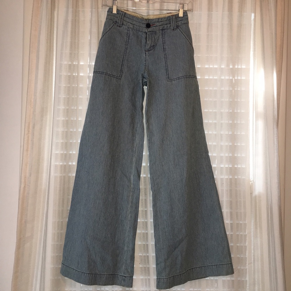 Anthropologie Pinstripe Wide Leg Pants