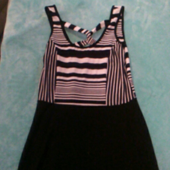 Black and white striped SKATER DRESS - Picture 1 of 7