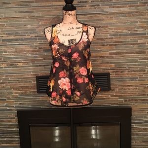 Tank Top Floral Lightweight Semi Sheer