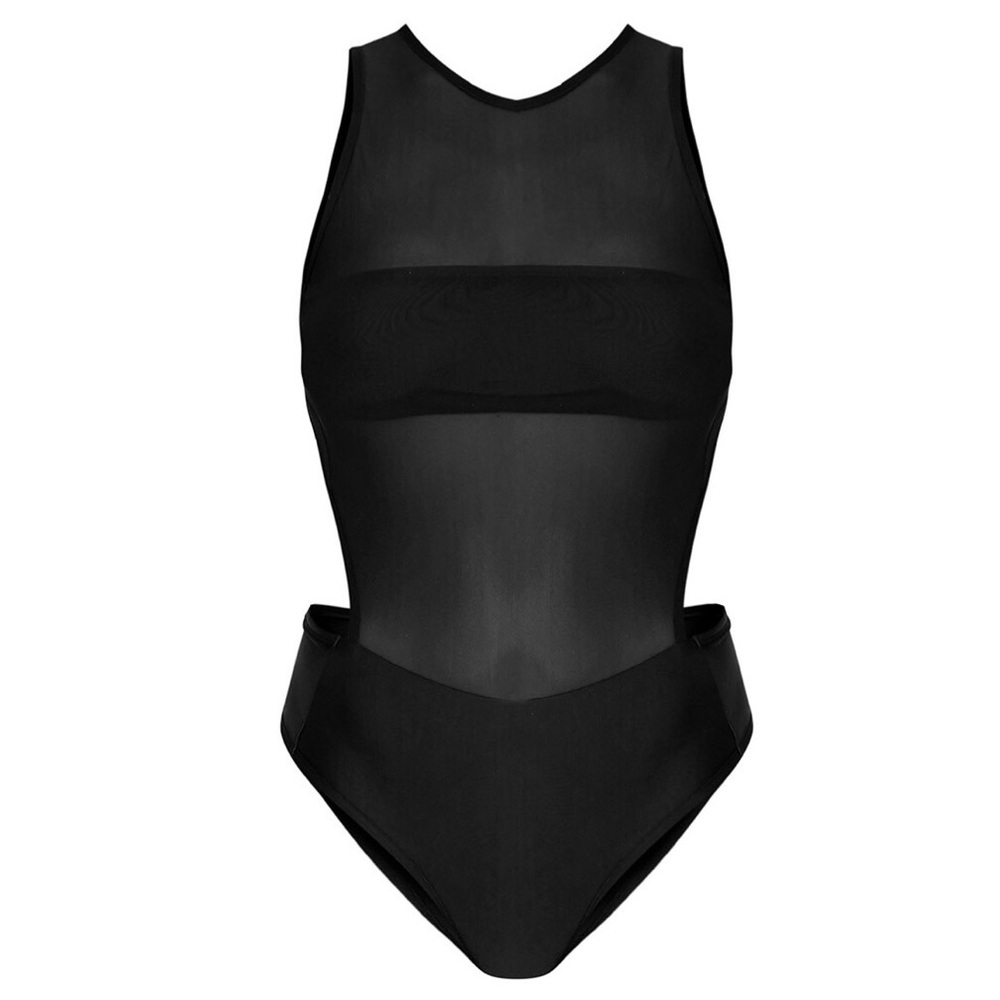 Annabella Black Mesh Front Swimsuit