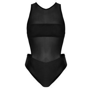 Annabella Black Mesh Front Swimsuit