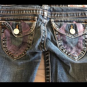 True Religion Jeans, Purple On Back Pockets!