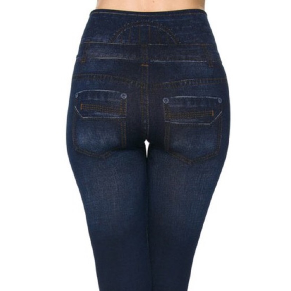 High Waist Denim Ankle Leggings - Picture 6 of 6