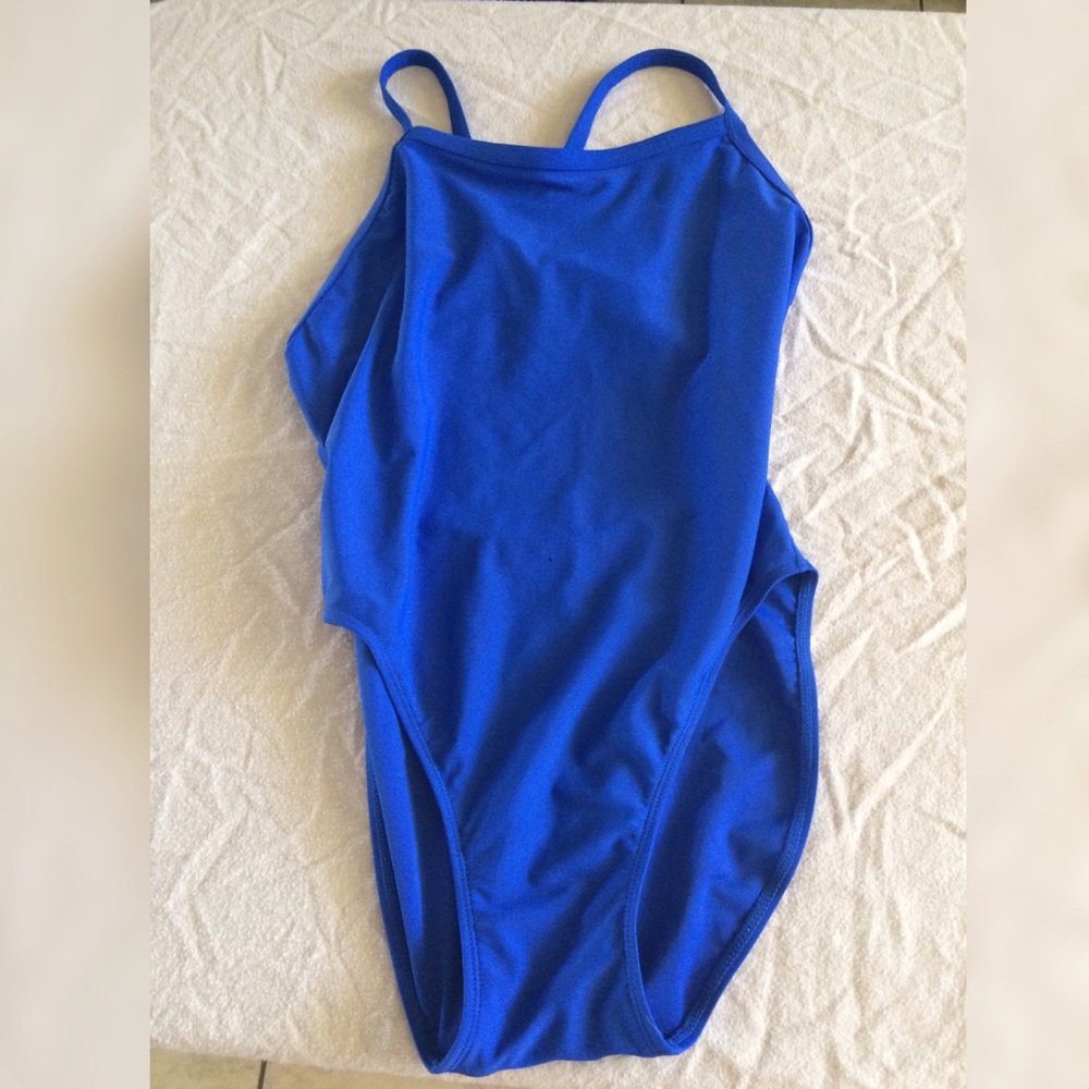 Blue training one piece swimsuit. Size 36.