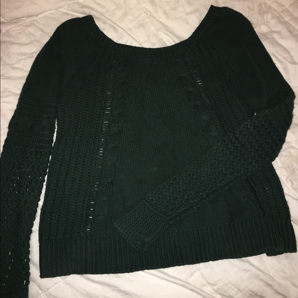 American Eagle Green Cable Knit Sweater