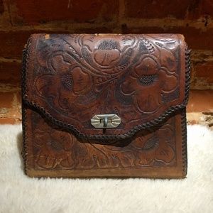 70's Vintage stamped leather purse