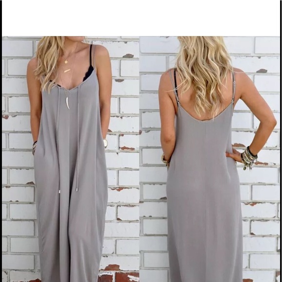 NWT PALE GREY BOHO MAXI SUNDRESS - Picture 1 of 3