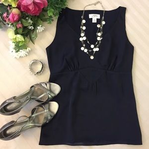 Loft Navy V-neck Sateen Shell