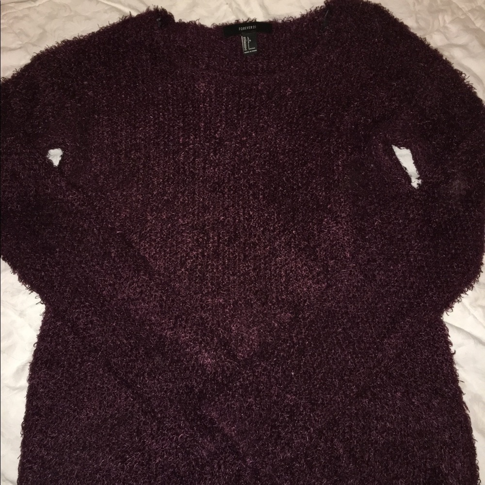 Forever 21 Maroon Fuzzy Sweater