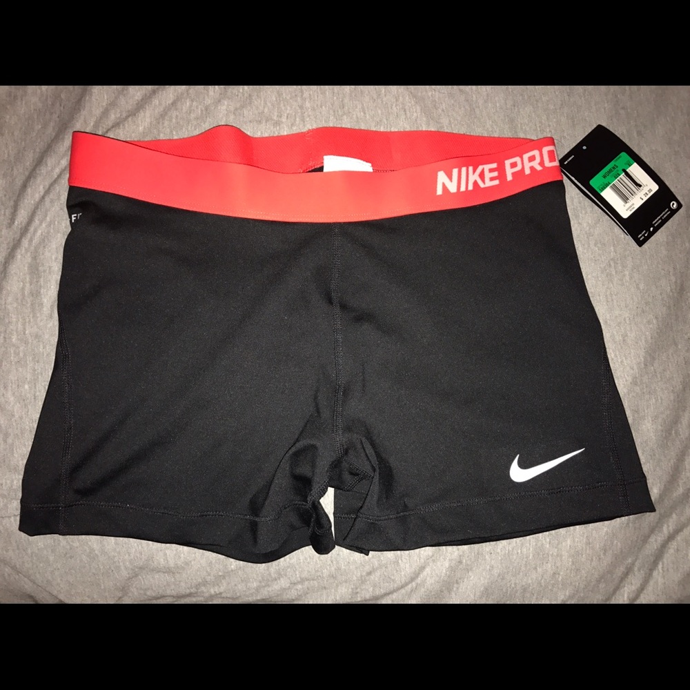 Nike pro spandex shorts. Black & red.