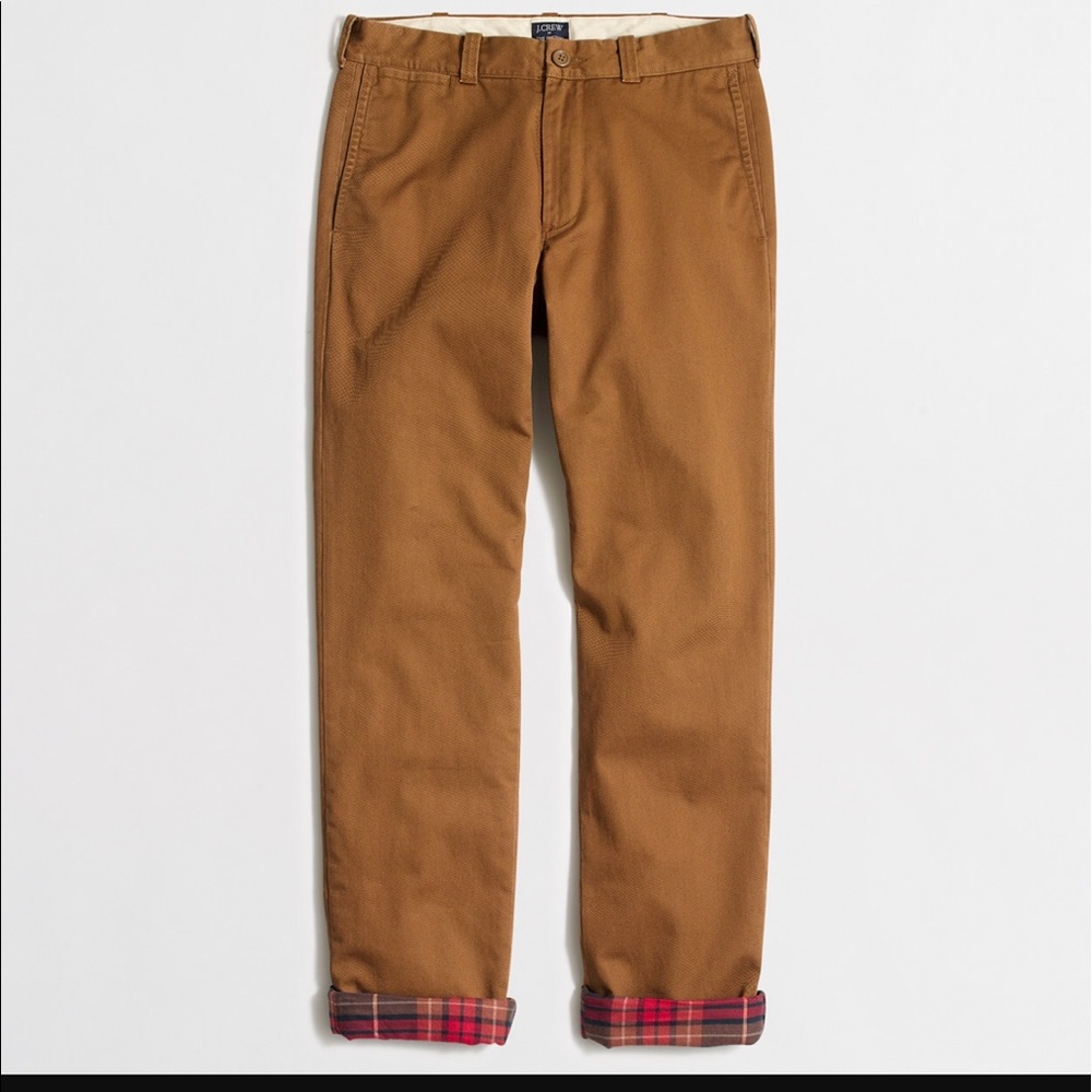 J Crew flannel lined chinos.