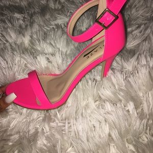 Neon pink sandal heel