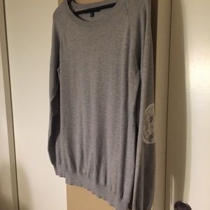 Sweater with lace elbow patches