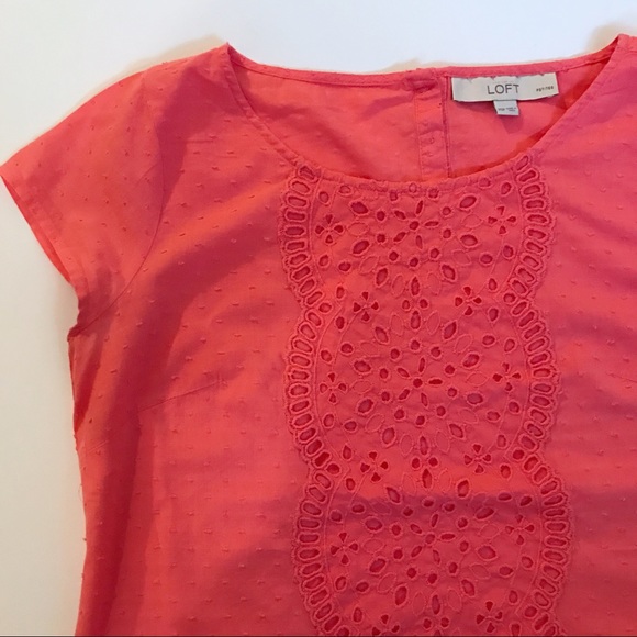 LOFT Short Sleeve Eyelet Top XSP - Picture 2 of 4