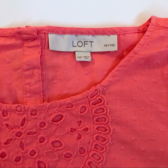 LOFT Short Sleeve Eyelet Top XSP - Picture 3 of 4