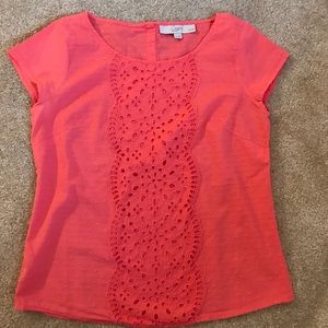 LOFT Short Sleeve Eyelet Top XSP