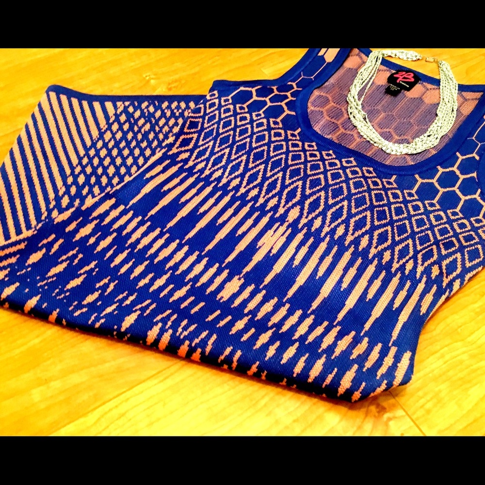 Coral and Blue Bebe dress