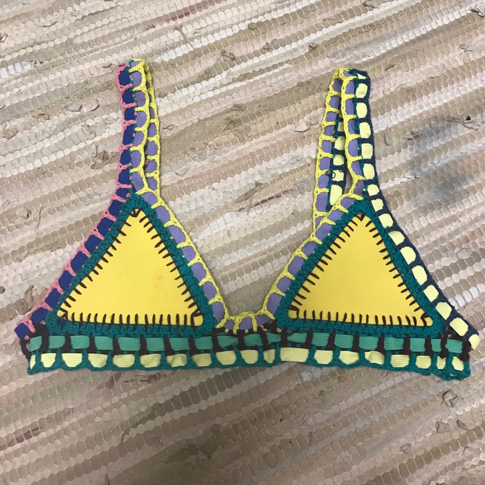 Yellow crochet bikini set