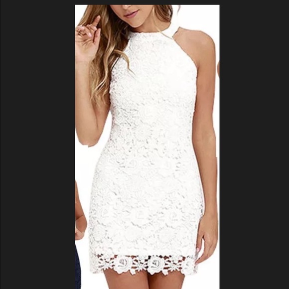 ❣️❣️❣️HP❣️❣️❣️NWT WHITE LACE CROCHET MINI DRESS - Picture 2 of 7