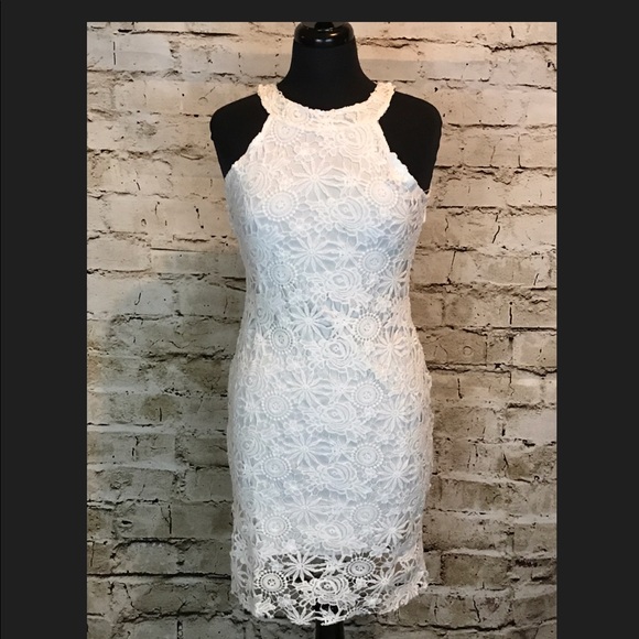 ❣️❣️❣️HP❣️❣️❣️NWT WHITE LACE CROCHET MINI DRESS - Picture 4 of 7