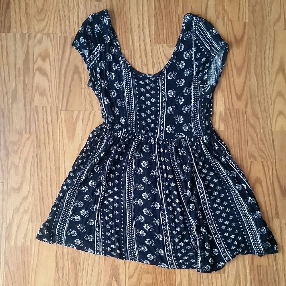 Scoop Neck Bohemian Babydoll Dress