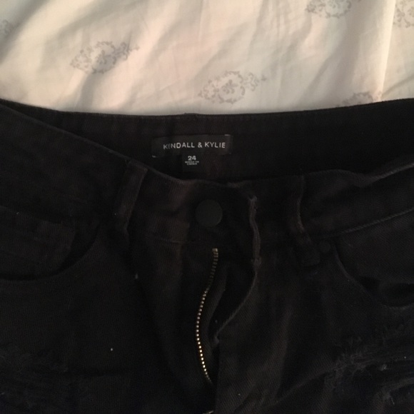 Kendal and Kylie Black Destroyed Shorts - Picture 2 of 2