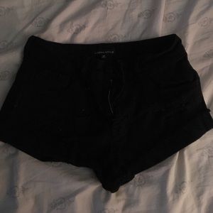 Kendal and Kylie Black Destroyed Shorts