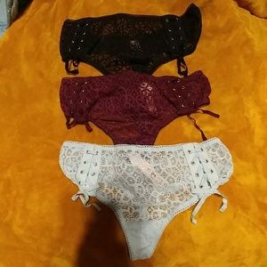 3 high waisted corset panties Victoria's secret