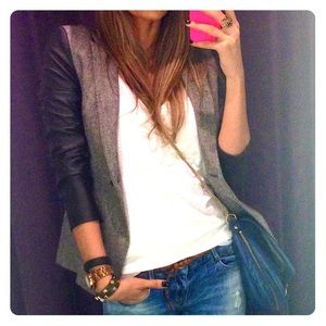 Zara blazer with faux leather sleeves size S
