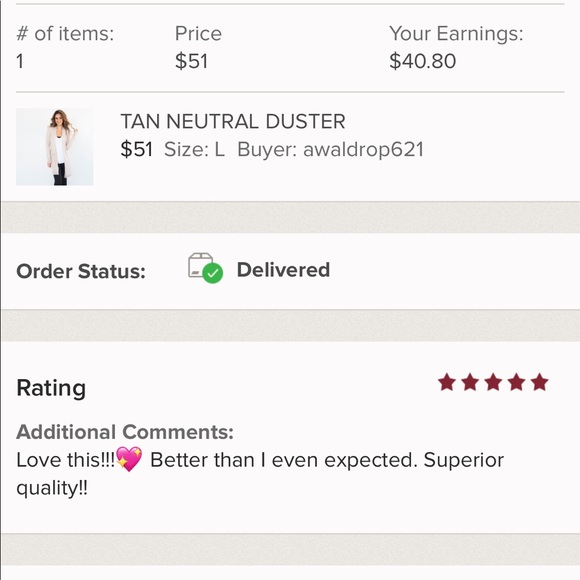 NO RESTOCK//TAN NEUTRAL DUSTER ONE LARGE LEFT - Picture 6 of 8