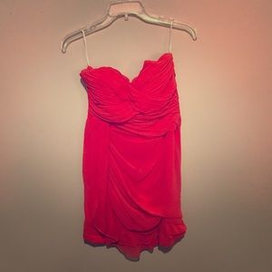 Coral strapless semi formal dress