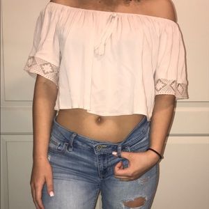 Off the shoulder pink top