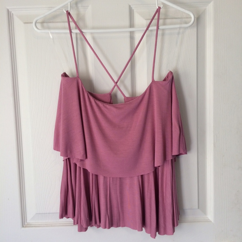 S, L pink layered soft ruffle  tank open back - Picture 5 of 7