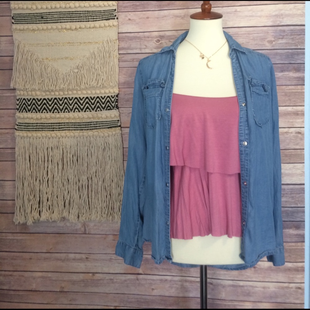 S, L pink layered soft ruffle  tank open back - Picture 7 of 7