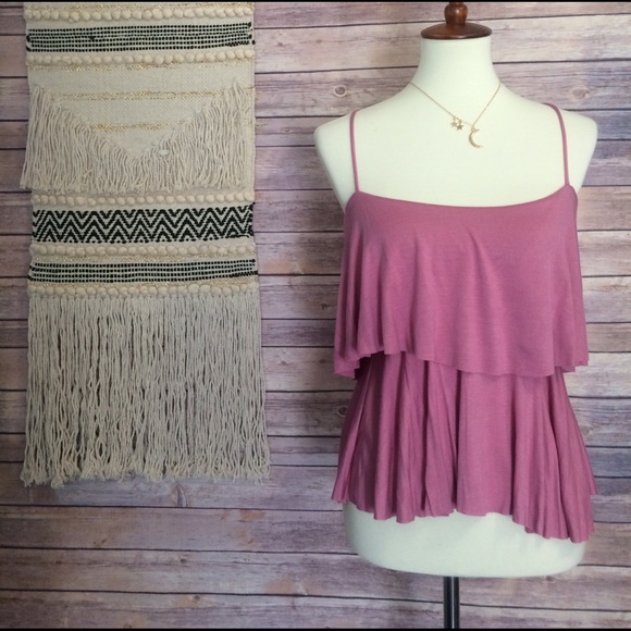 S, L pink layered soft ruffle tank open back - Picture 2 of 7